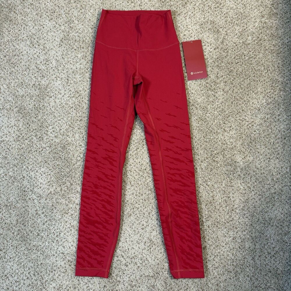 NWT Lululemon Wunder Under HR Tight 25" Dark Red Lunar New Yr Size 2 $118 Ltd Ed